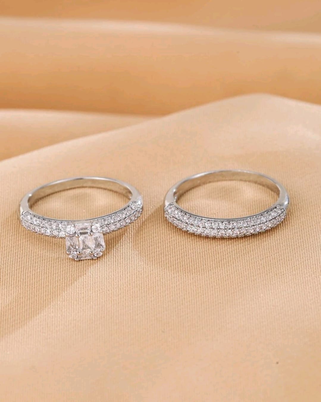 2pcs/Set Cubic Zirconia Rings